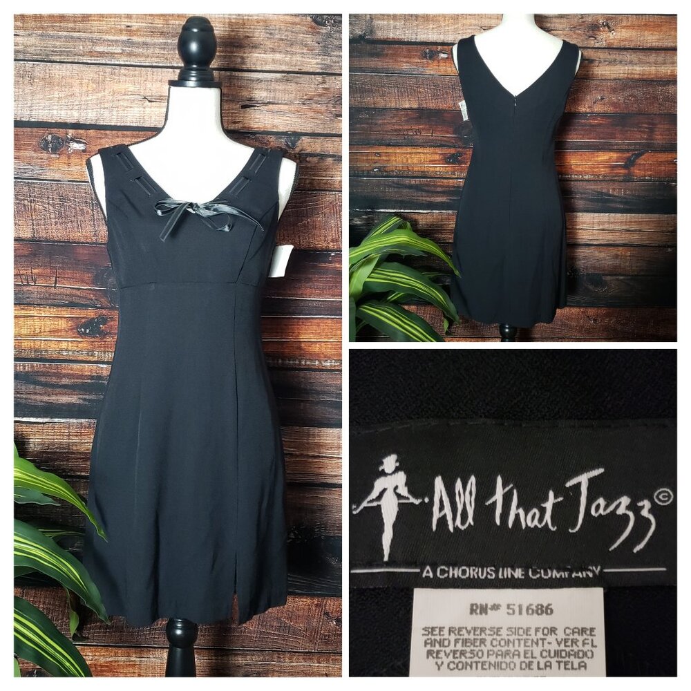 NWT All That Jazz Vintage Dress Black Sheath Empire Waist LBD USA